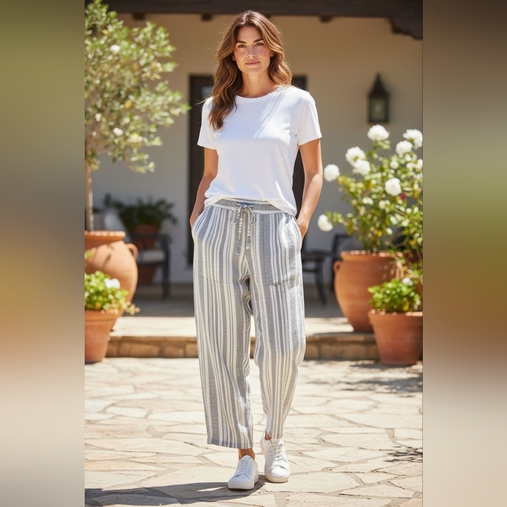Maurices Striped Gray and White Pants.